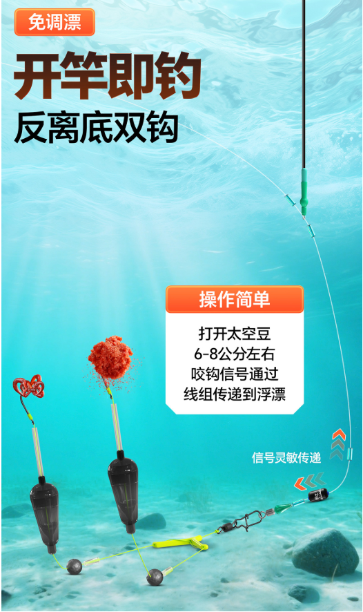 Double Reverse Hook Set, Reverse Bottom Line Free Floating