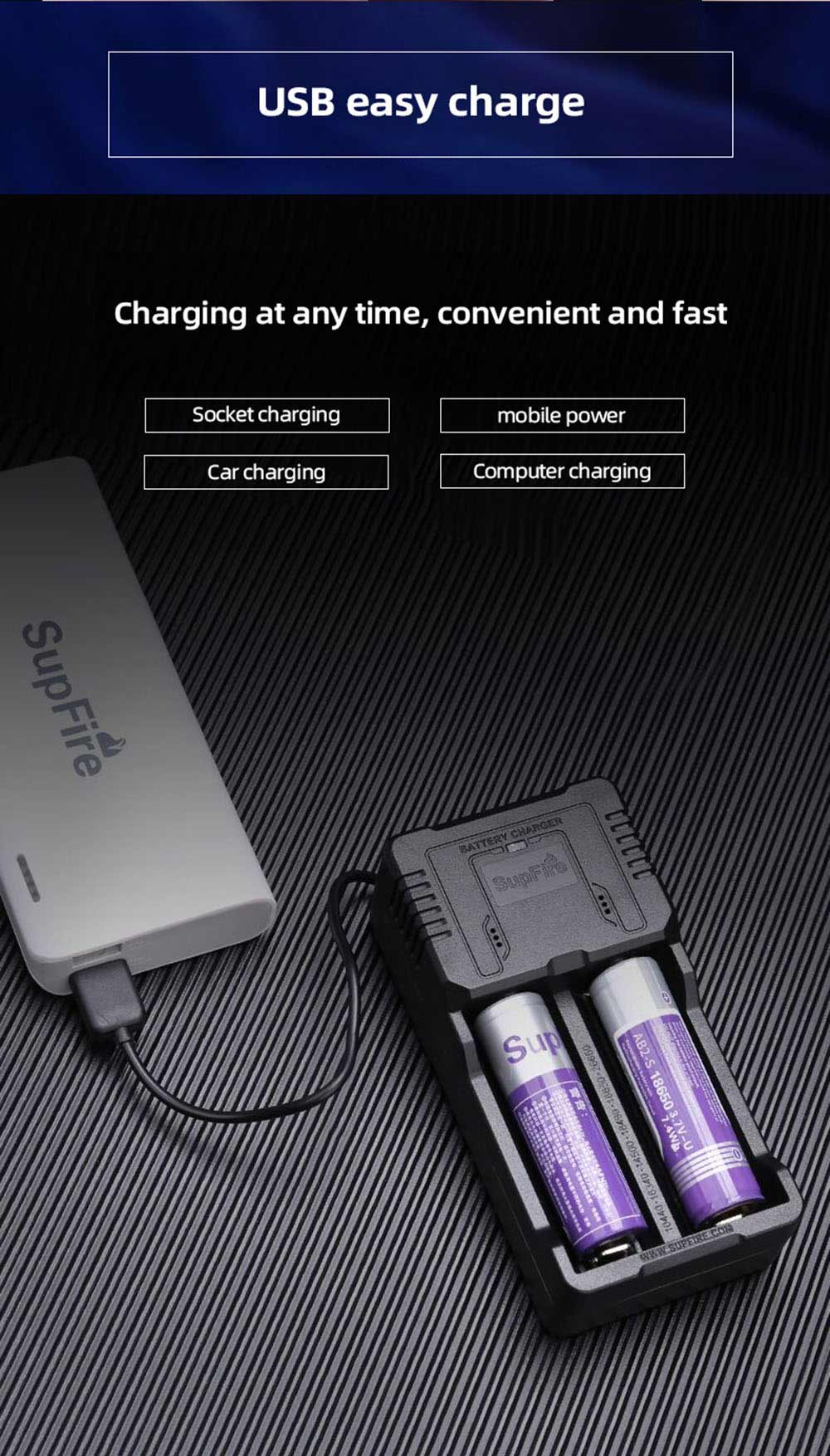 SUPERFIRE AC26 USB charger