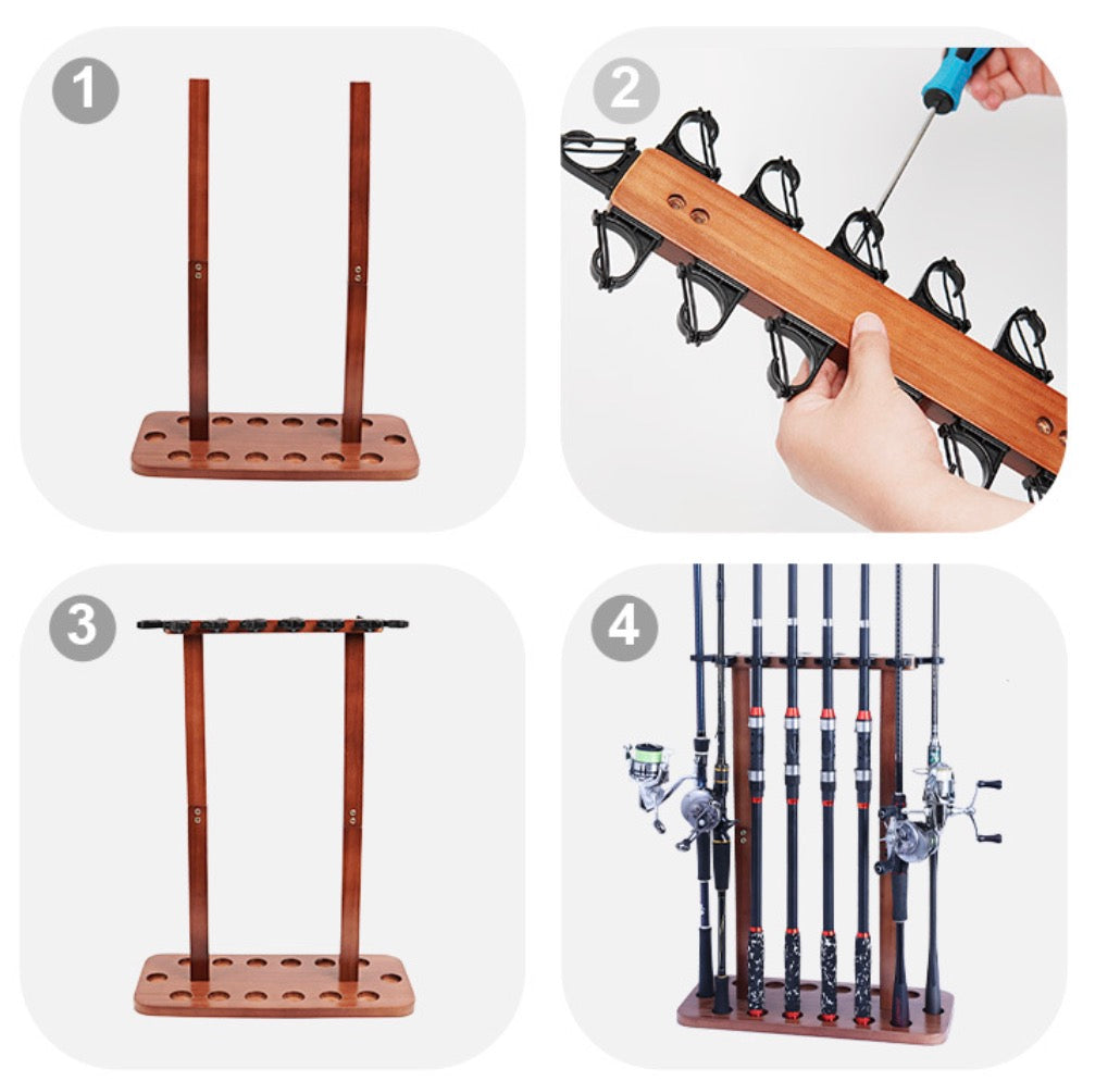 14-position floor-standing fishing rod rack