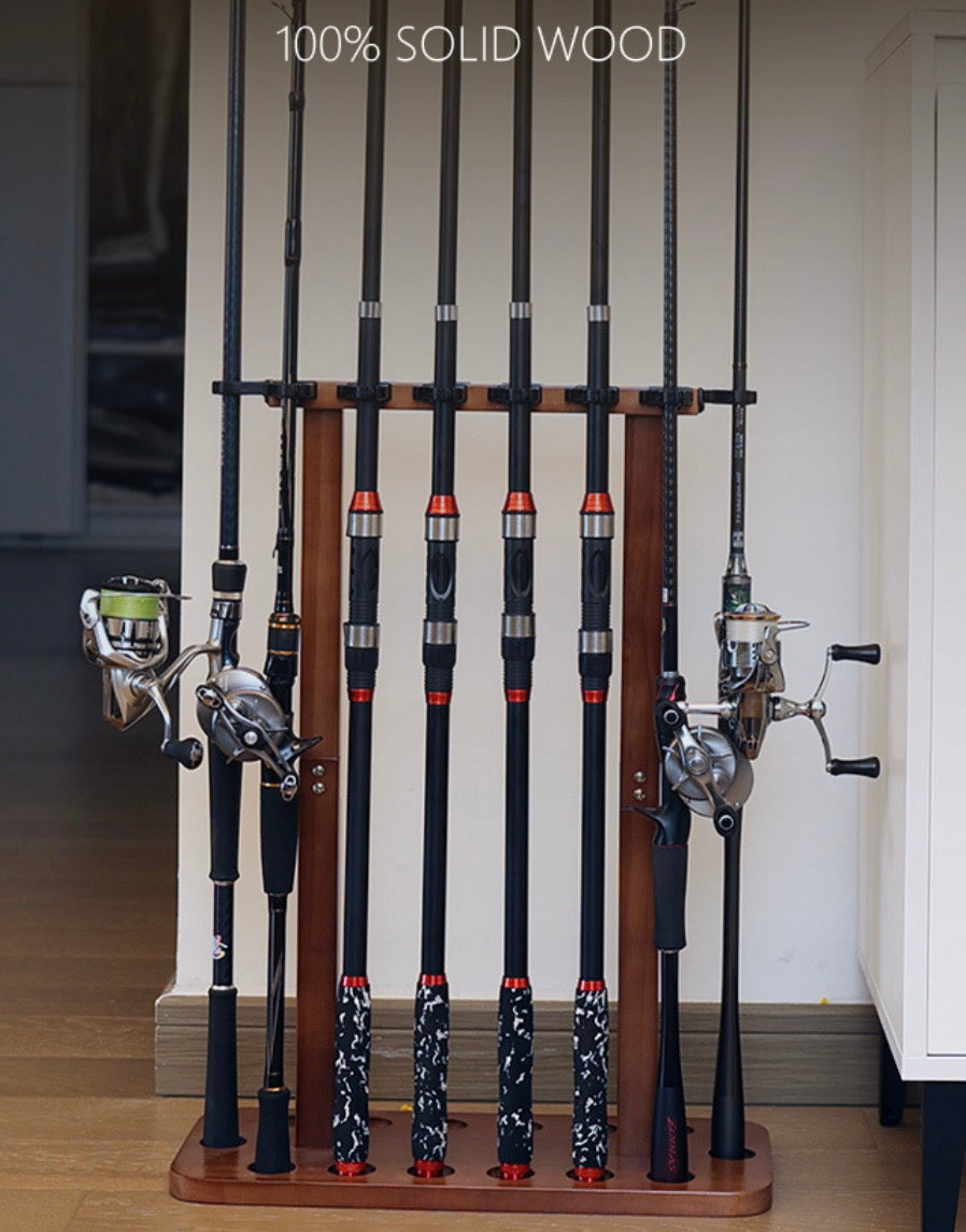 14-position floor-standing fishing rod rack