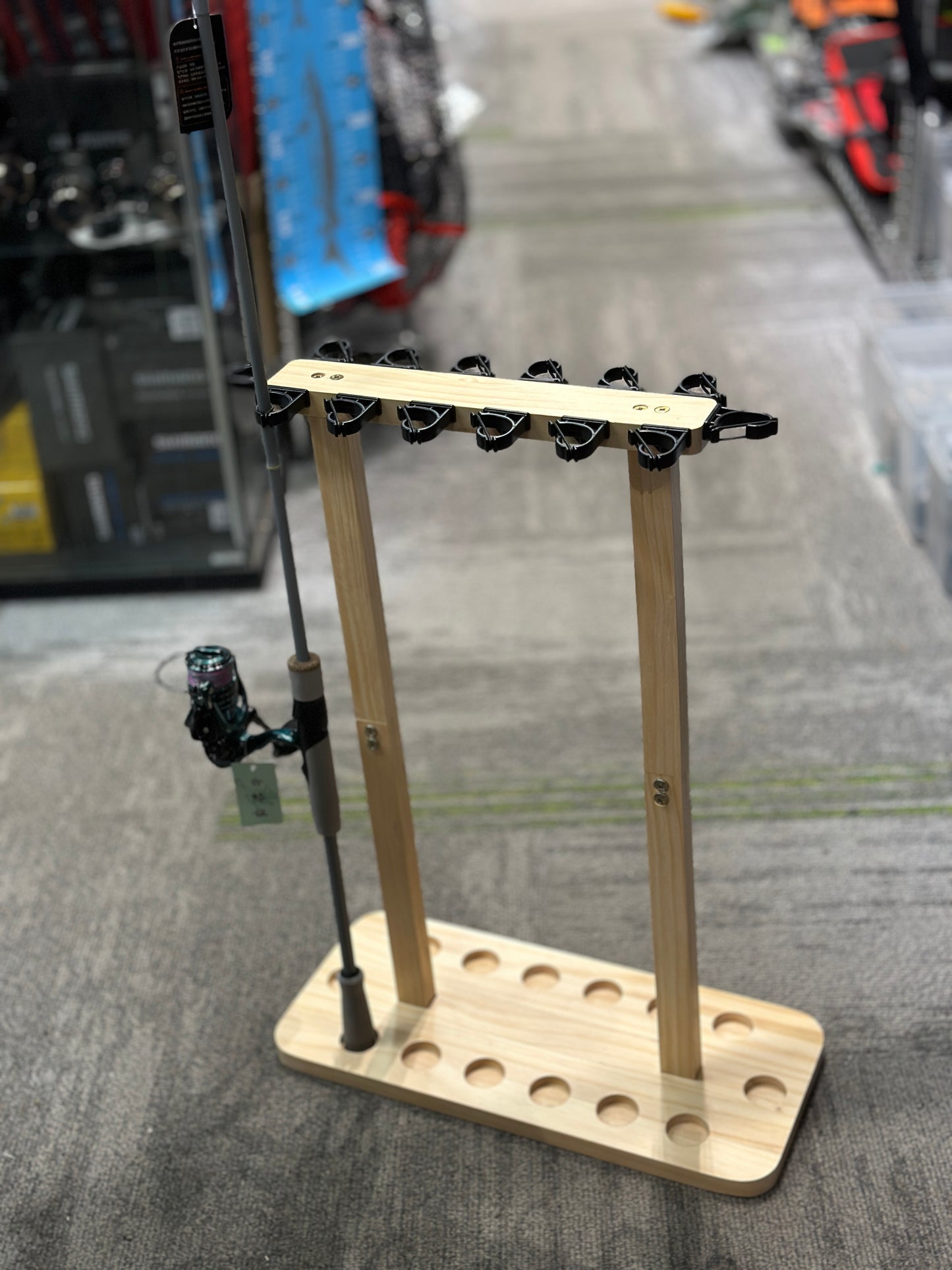 14-position floor-standing fishing rod rack