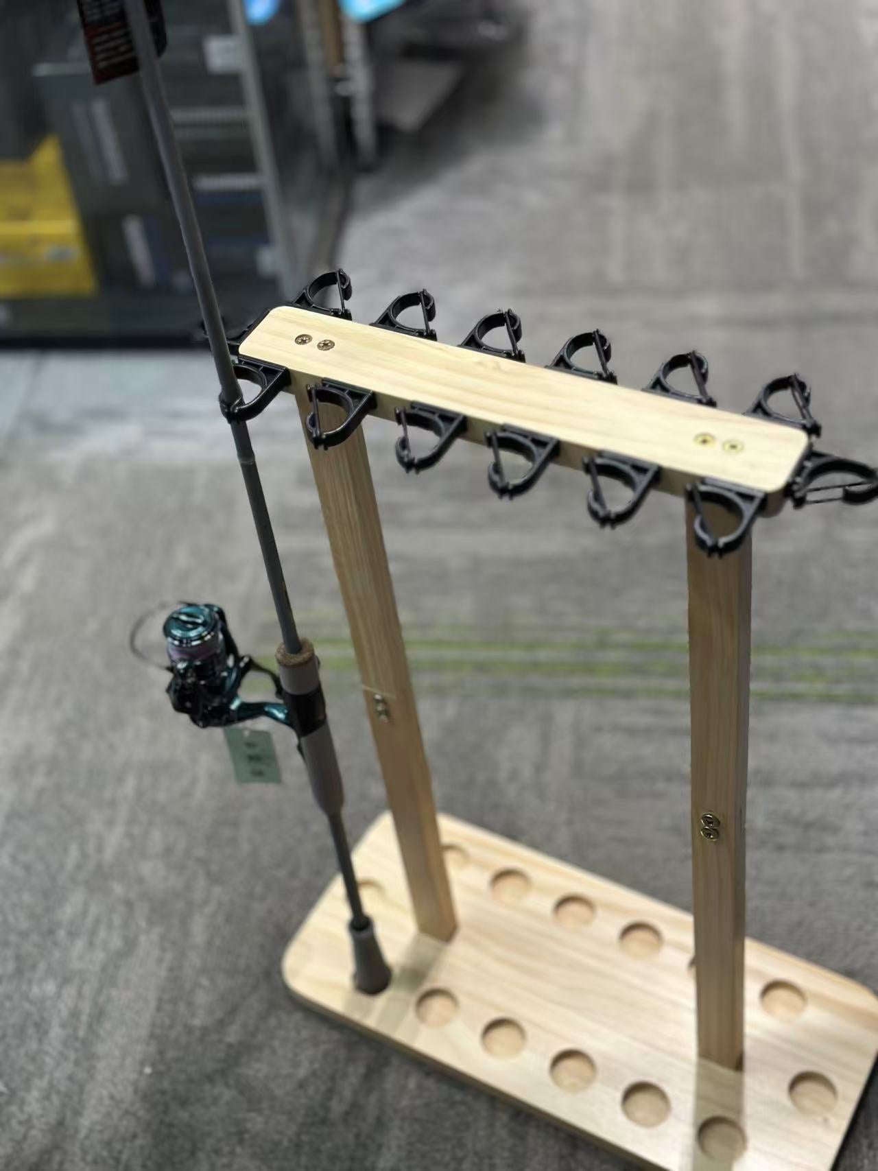 14-position floor-standing fishing rod rack