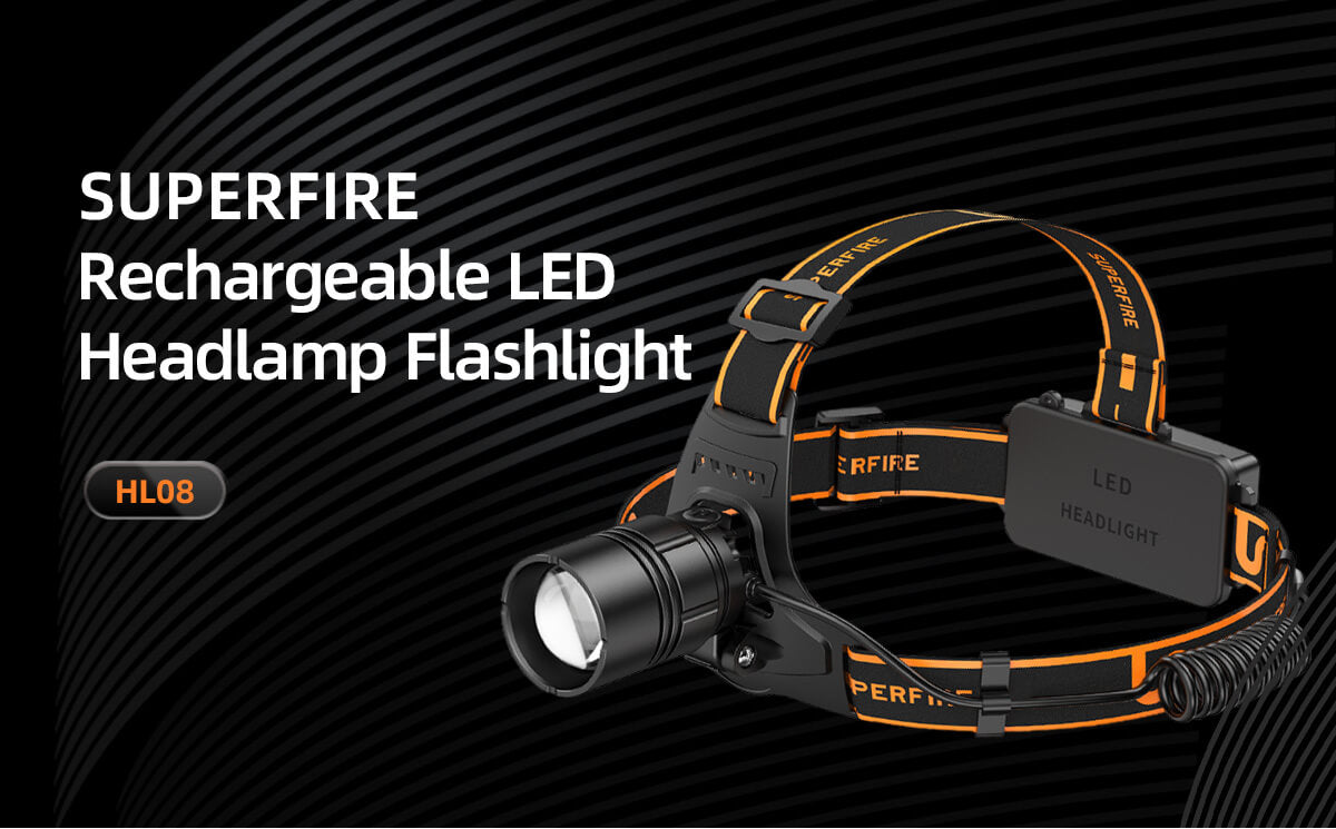 SUPERFIRE HL08 Rechargeable Zoom Head Torch