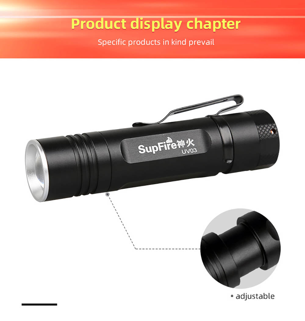 SUPERFIRE UV03 365nm uv flashlight