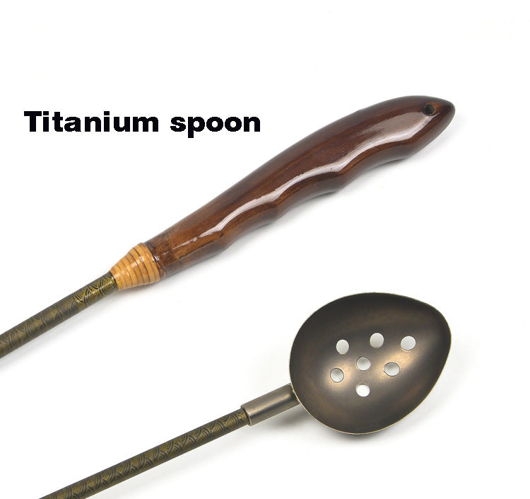 Titanium metal spoon head, carbon nesting spoon