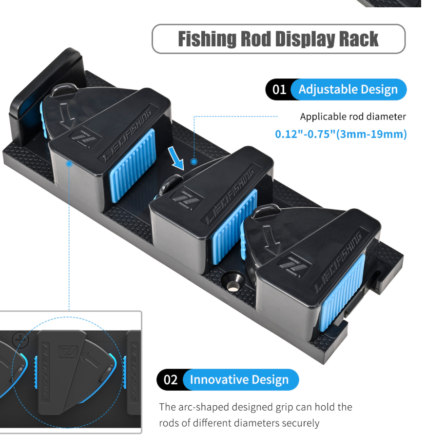 Plastic Material Wall-mounted fishing rod stand Rod Display