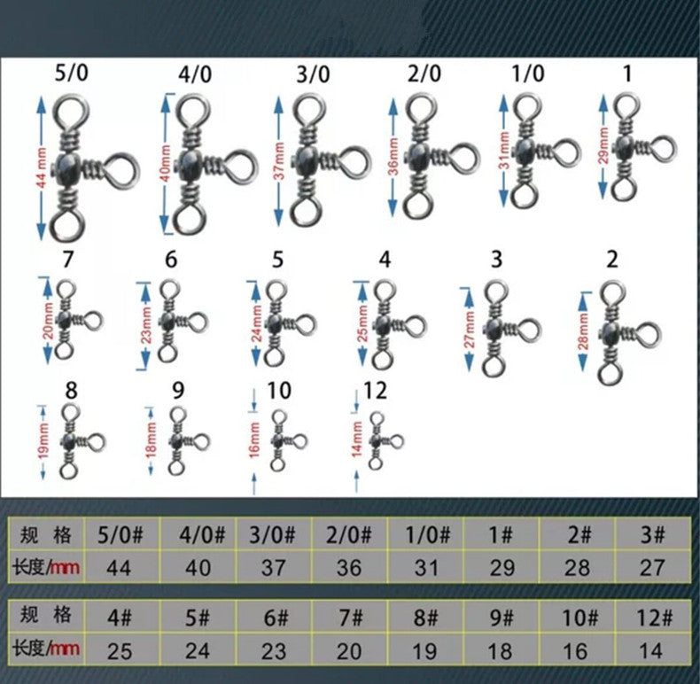 Crossline Barrel Swivel 3 Way/10p