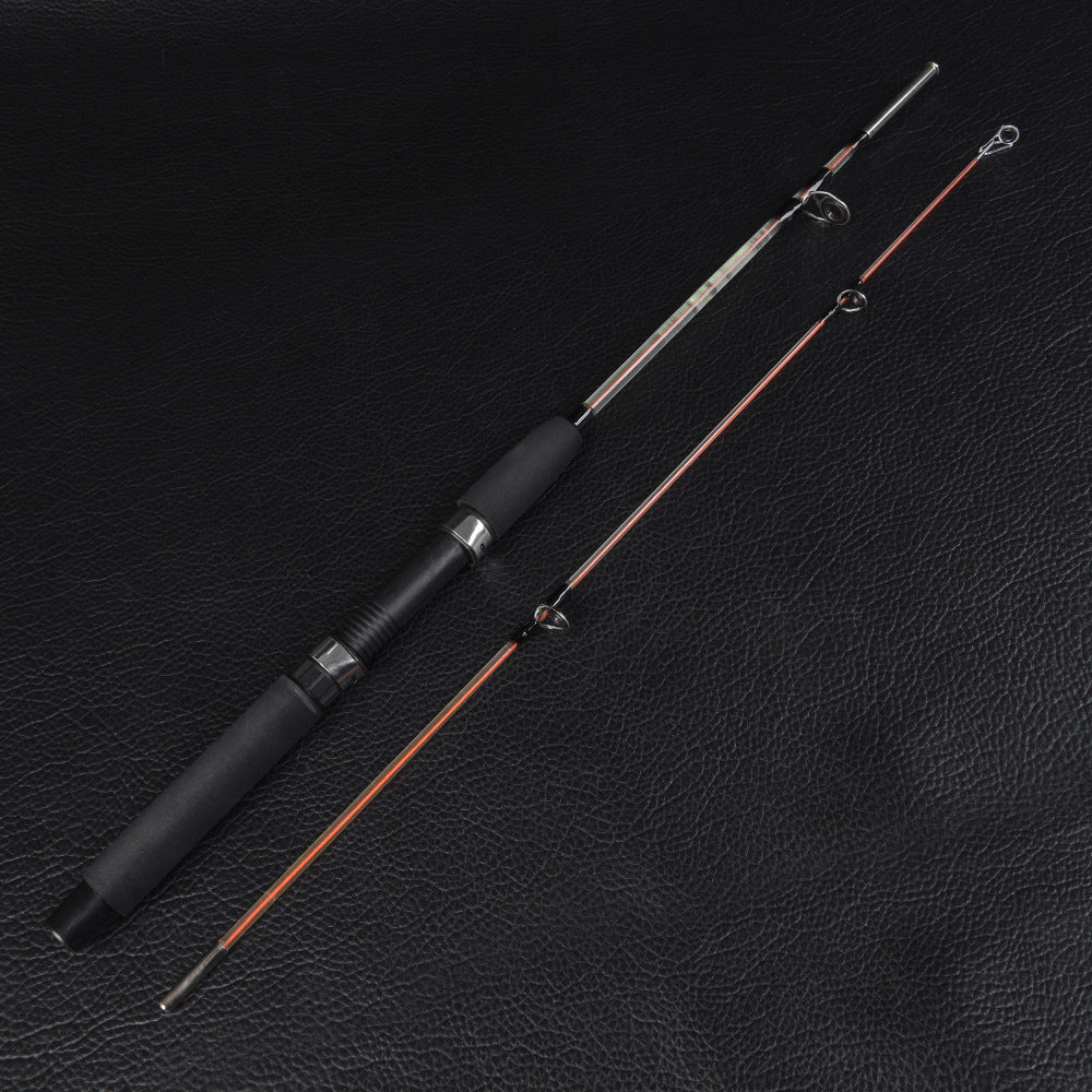 Two-section raft fishing rod made of fiberglass