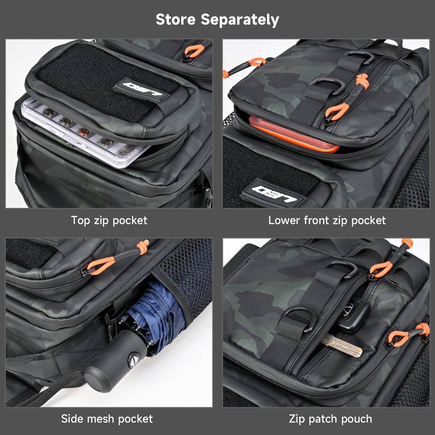 LEO Fishing Sling Bag Small Fishing Tackle Storage Bags Chest Bag with Rod Holder