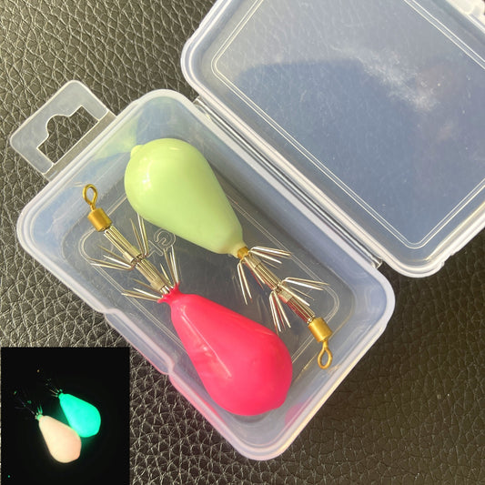 2pc Luminous Squid Hook Jigs Fishing Octopus Cuttlefish Hook Jigging Lure/32g