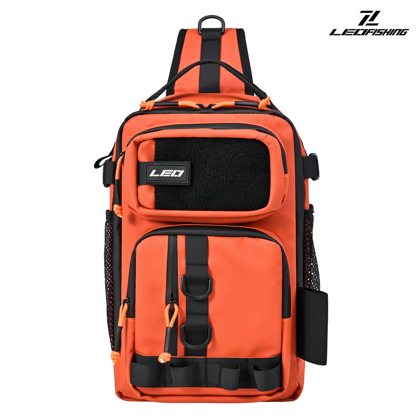 LEO Fishing Sling Bag Small Fishing Tackle Storage Bags Chest Bag with Rod Holder