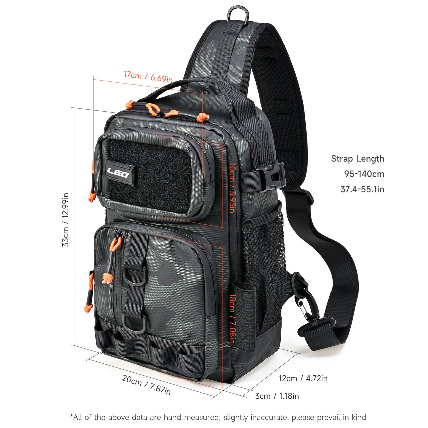LEO Fishing Sling Bag Small Fishing Tackle Storage Bags Chest Bag with Rod Holder