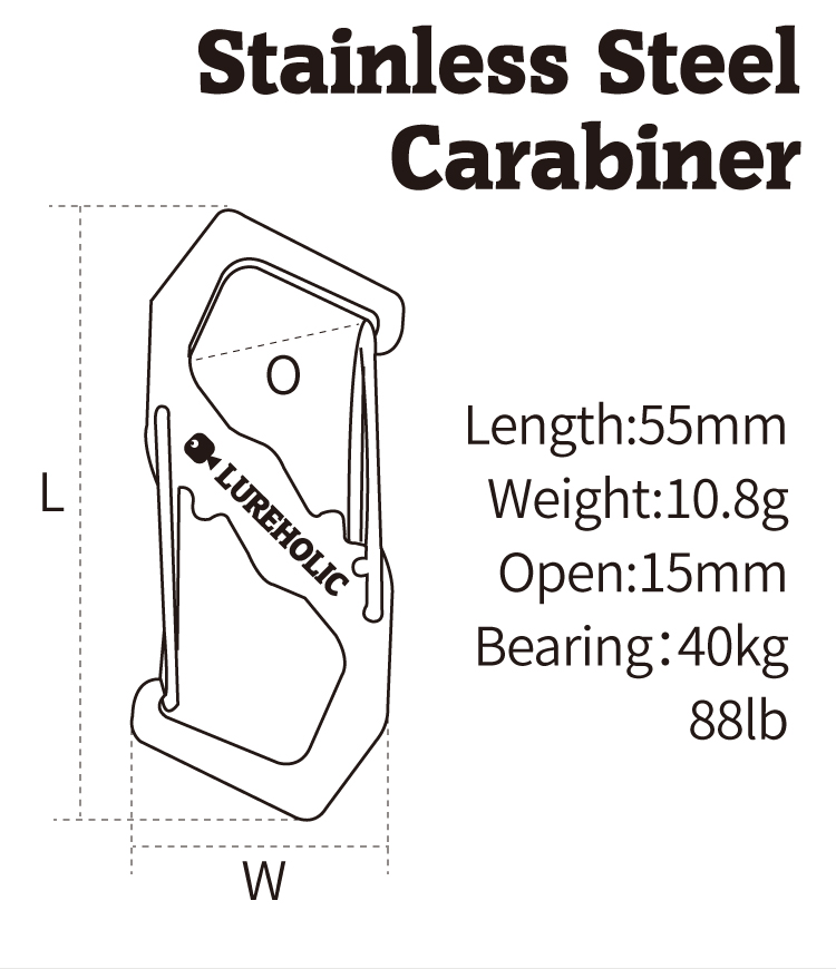 LUREHOLIC-40kg Stainless Steel Catabiner