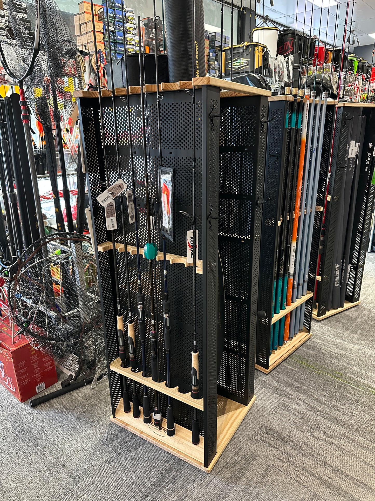 ILURE fishing rod rack, lure rod storage rack,  with rotatable base.