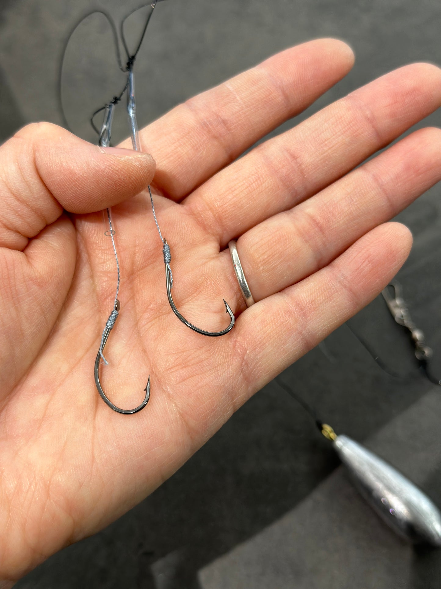 Double hook set with sinker